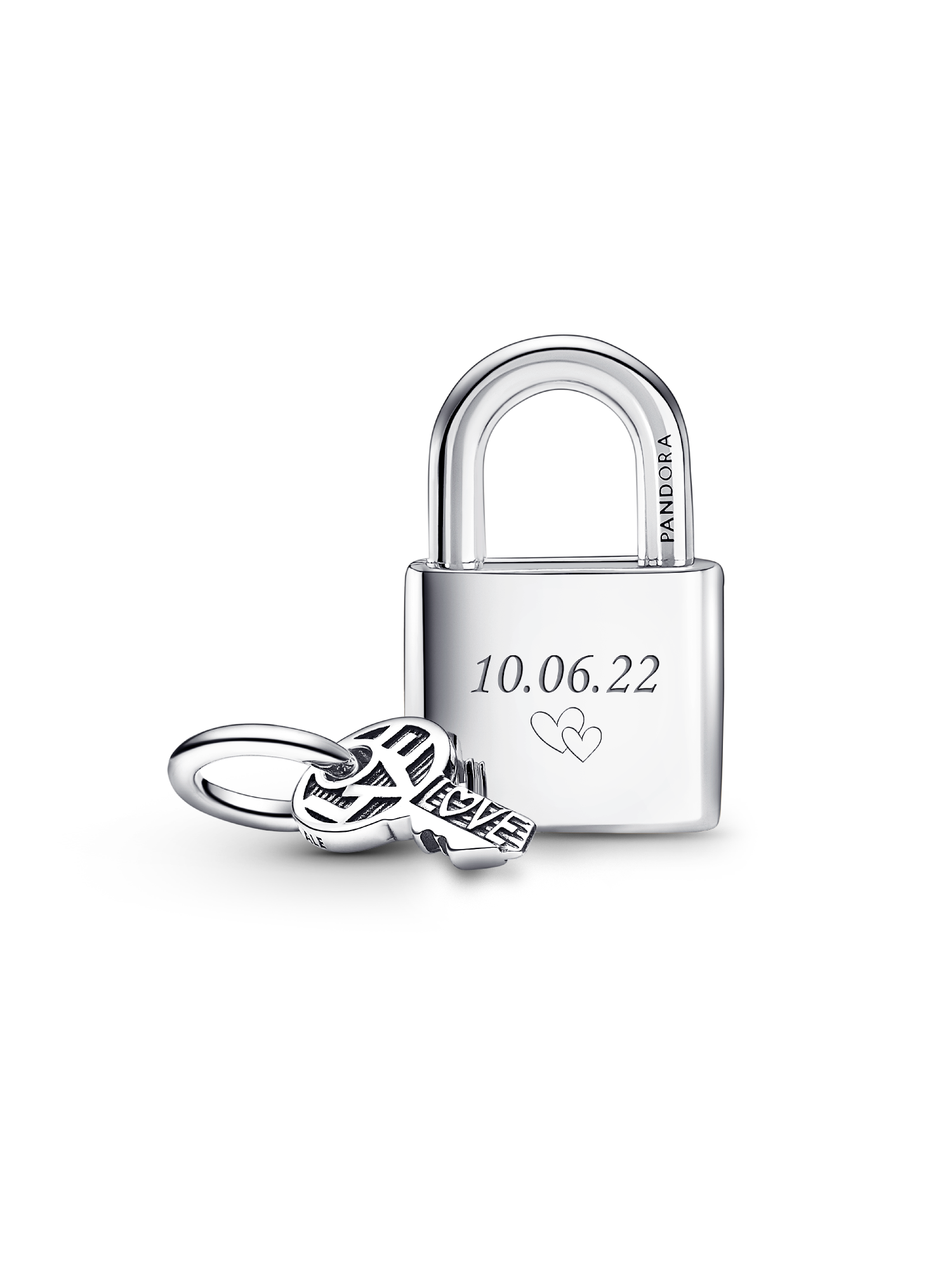 Padlock and Key Dangle Charm | Pendant | Sterling silver | Pandora US
