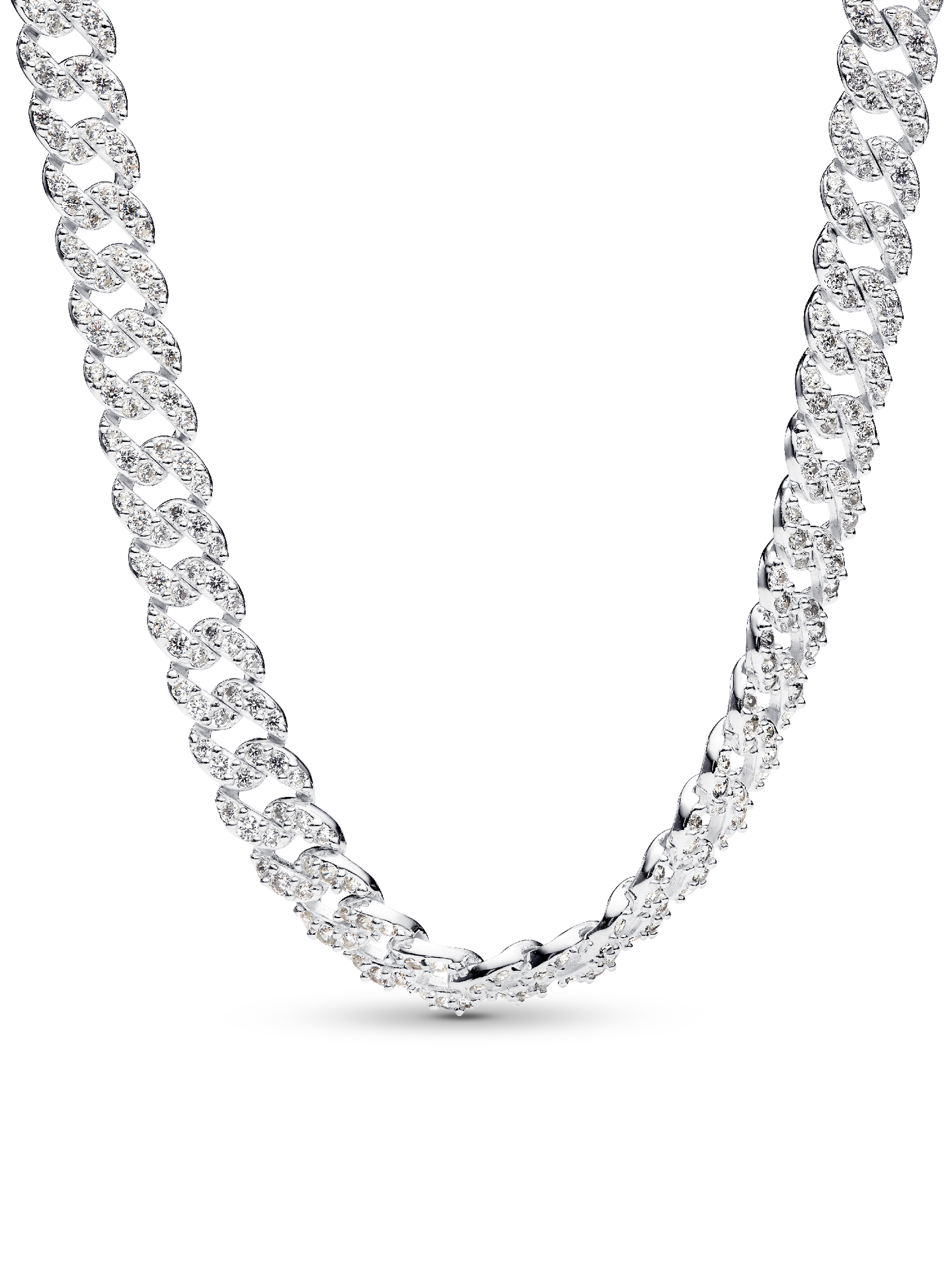 Женская цепочка Pandora Pavé Cuban Chain, цвет: Серебро — фото 1