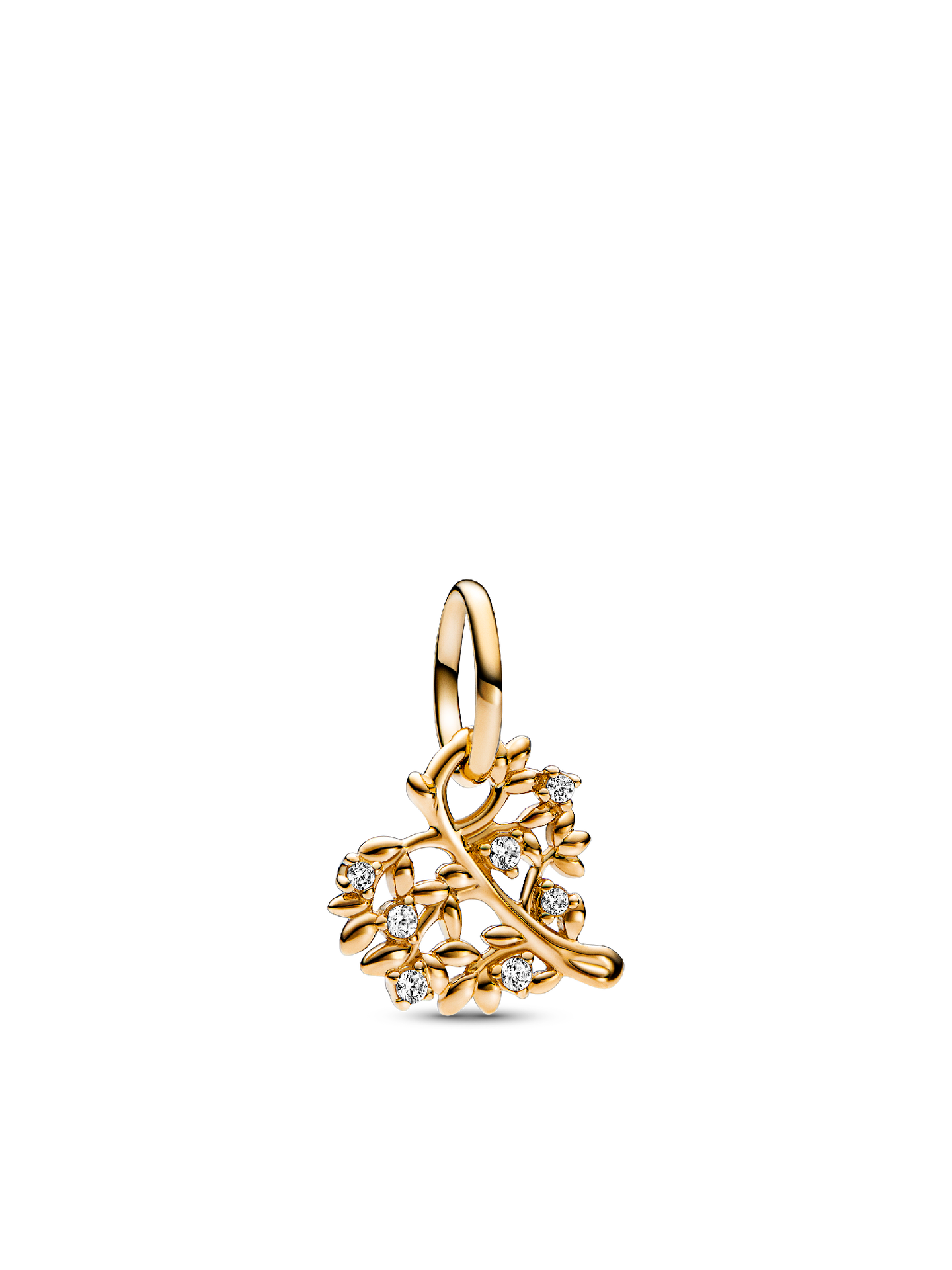 Женский шарм Pandora Sparkling Heart & Family Tree Dangle Charm, цвет: Золотой