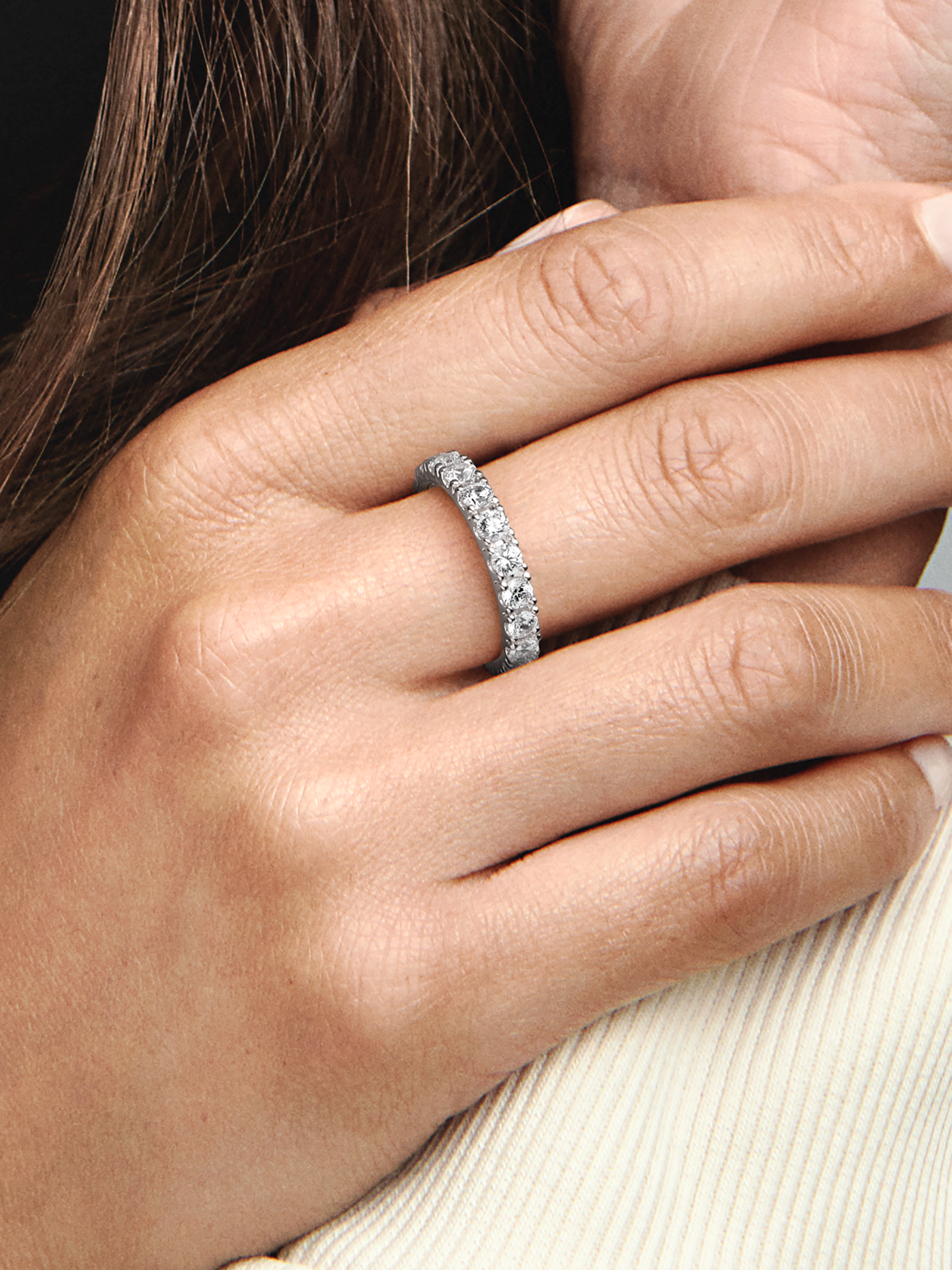 Женское кольцо Pandora Sparkling Row Eternity, Sterling silver #190050C01, цвет: Серебро — фото 3