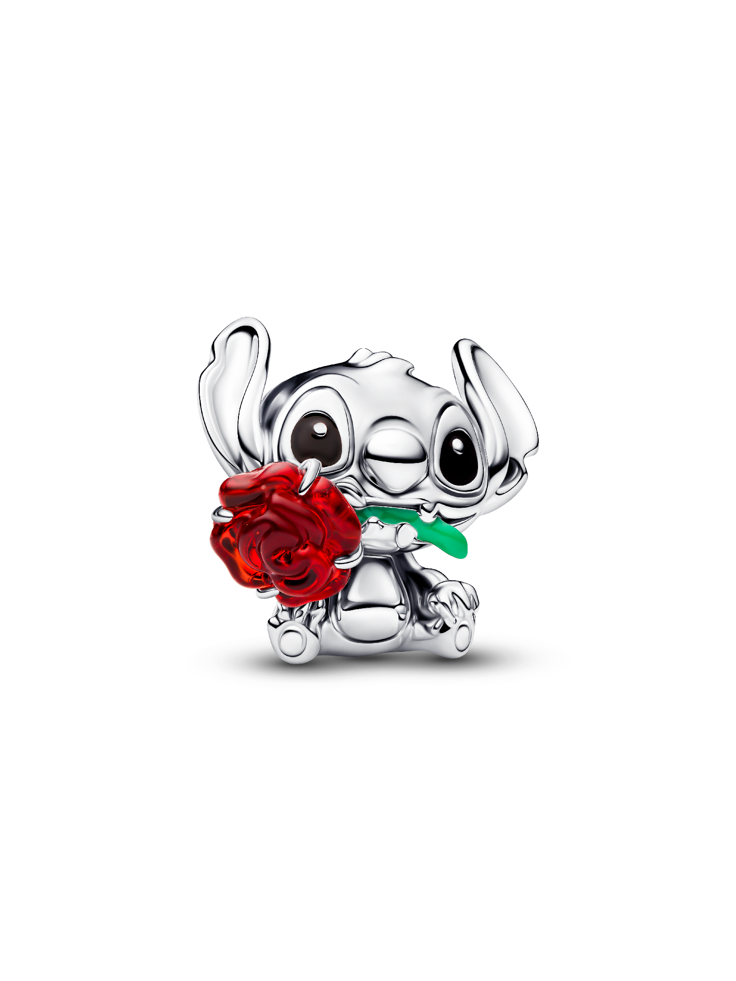 Disney Stitch Rose Murano Glass Charm | Pendant | Sterling silver