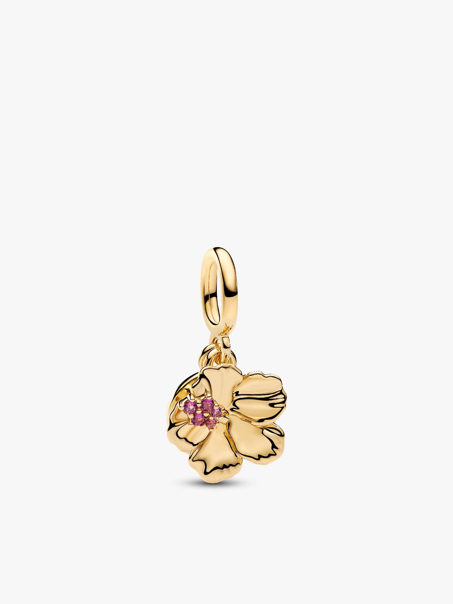 Hibiscus Flower & Engravable Round Tag Double Dangle Charm