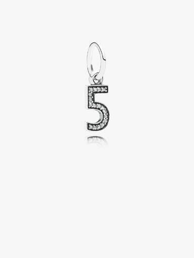 FINAL SALE - Number 5 Dangle Charm, Clear CZ