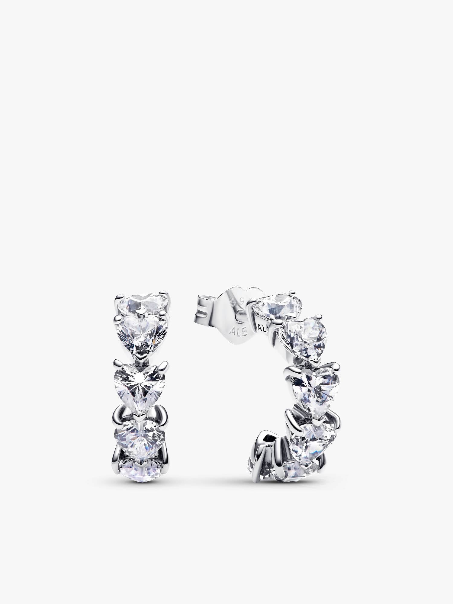 Sparkling Hearts Open Hoop Earrings