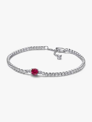 FINAL SALE - Red Sparkling Round Pavé Tennis Bracelet