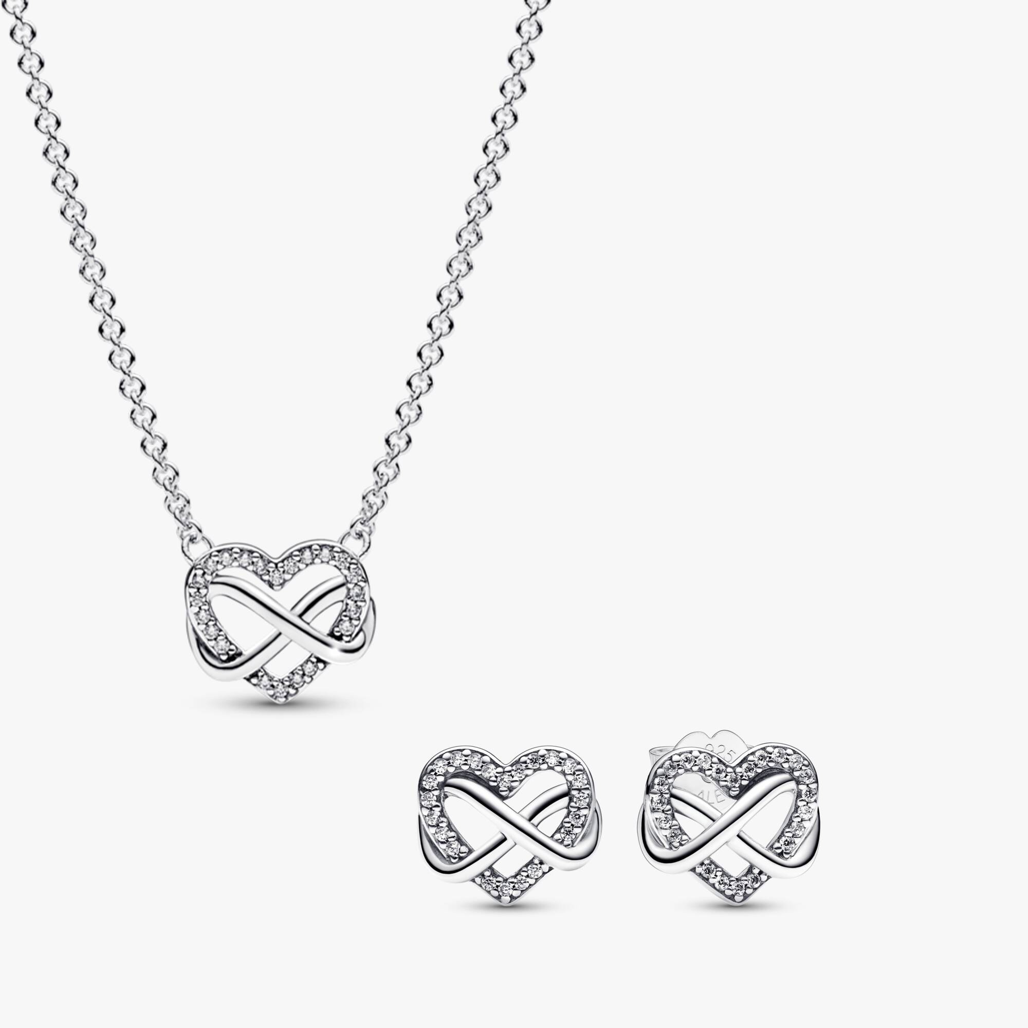 Sparkling Infinity Heart Necklace Set