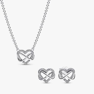 Sparkling Infinity Heart Necklace Set