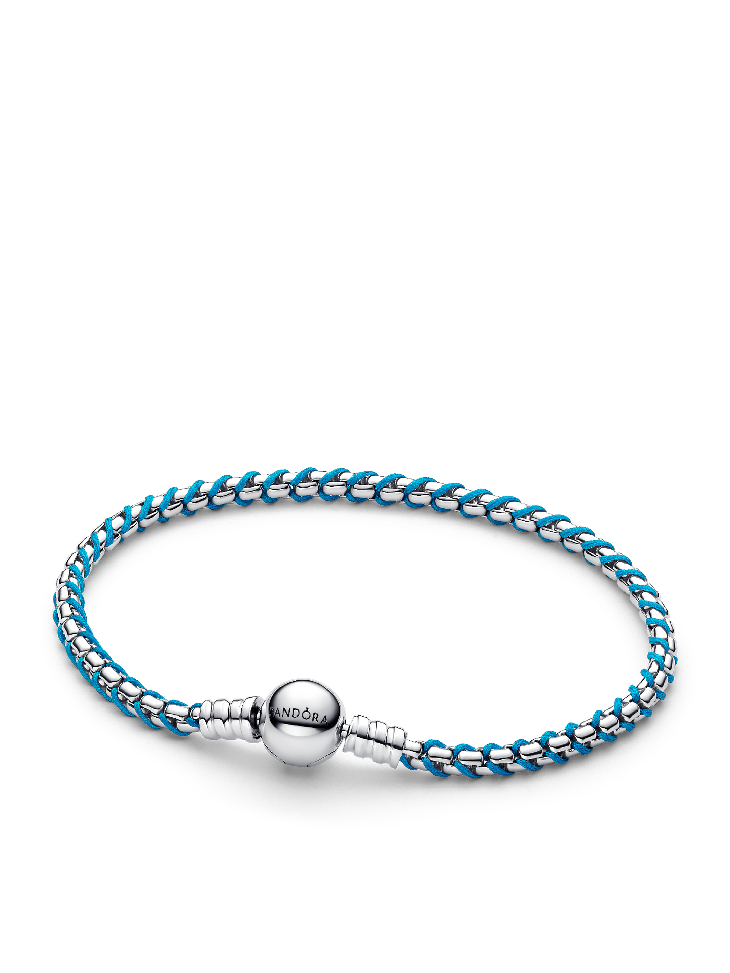 Женский браслет Pandora Blue Cord Snake Chain, цвет: Серебро — фото 1