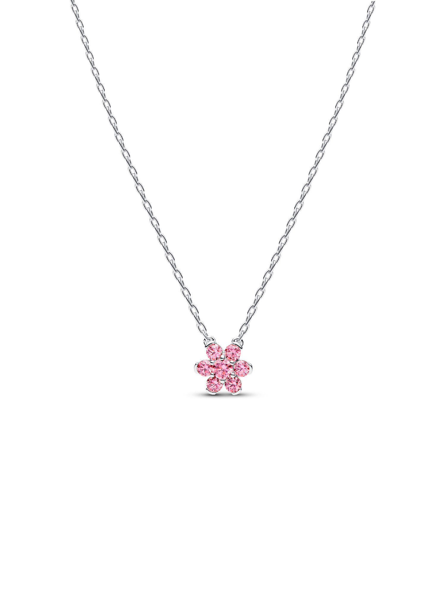 Sparkling Pink Flower Pendant Necklace | Sterling silver | Pandora US