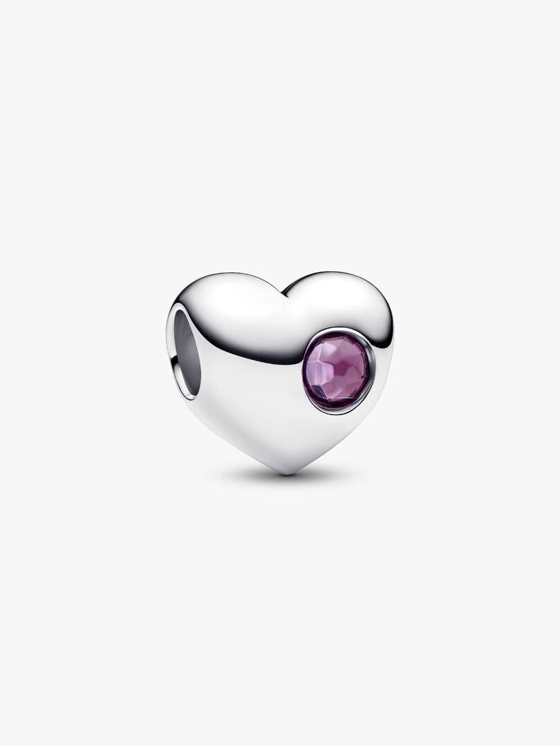 February Engravable Purple Stone Heart Charm