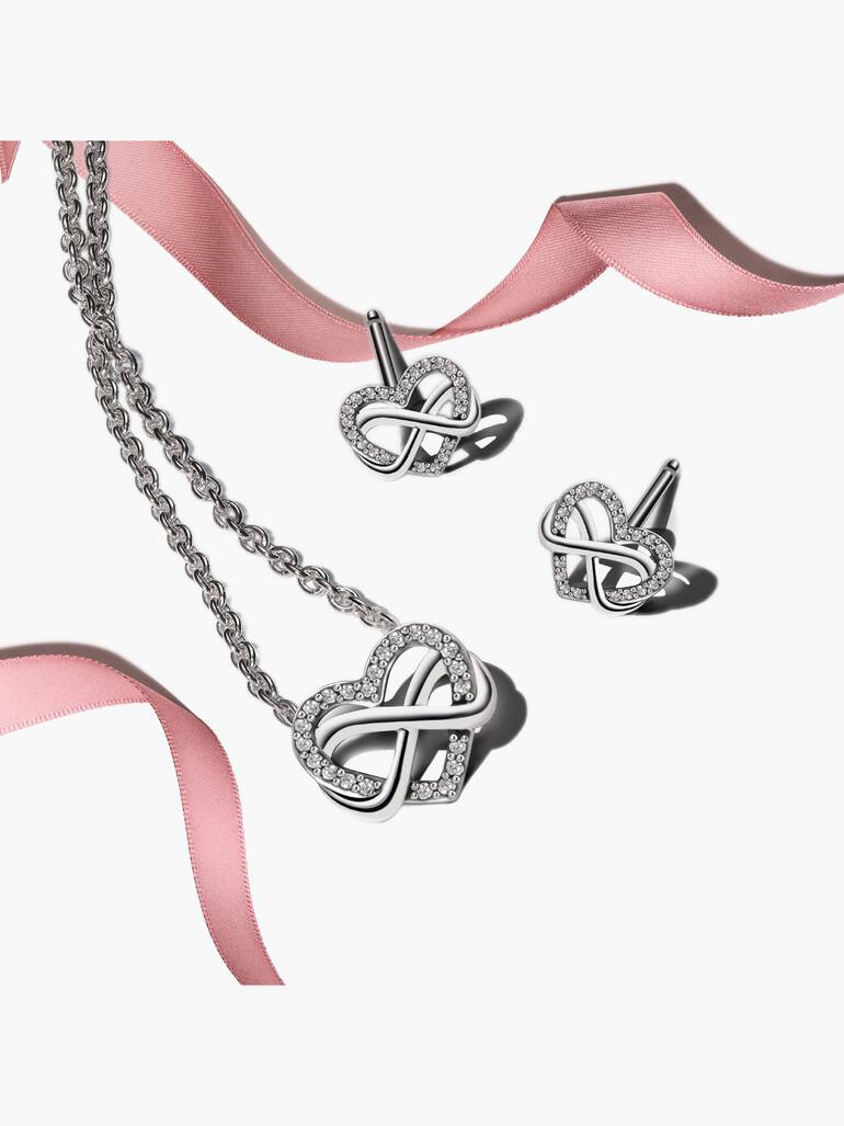 Silver Infinity Heart Jewelry Gift Set
