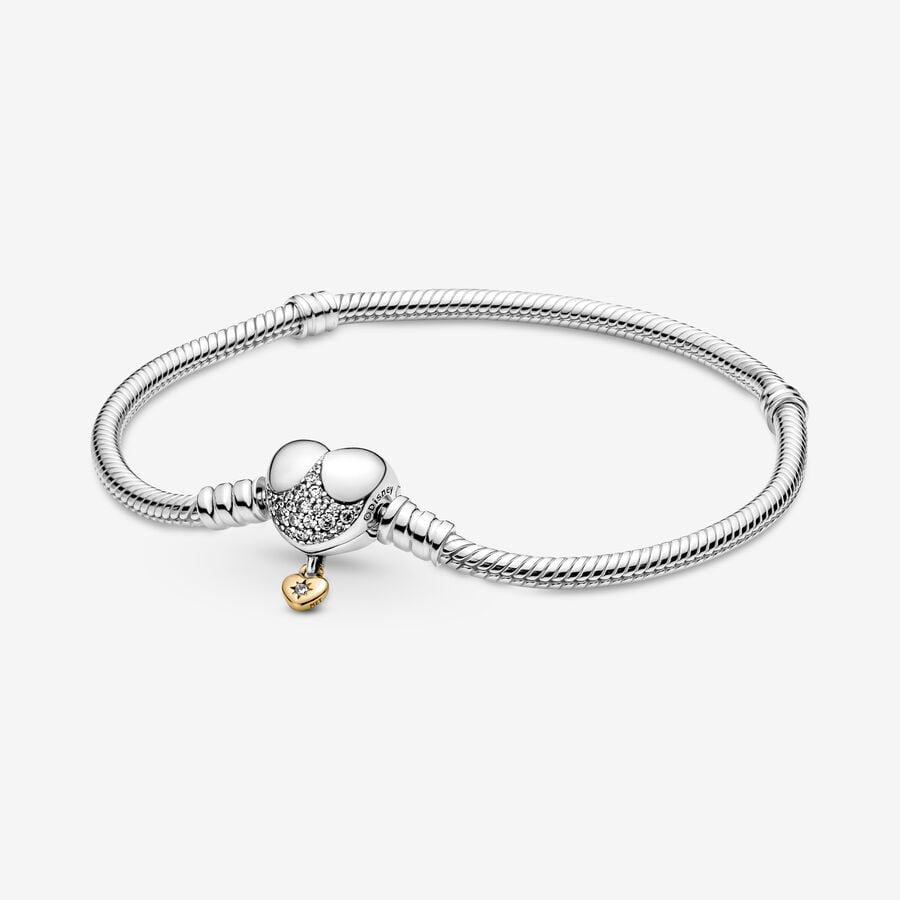 FINAL SALE - Disney Princess Pandora Moments Heart Snake Chain Bracelet image number 0