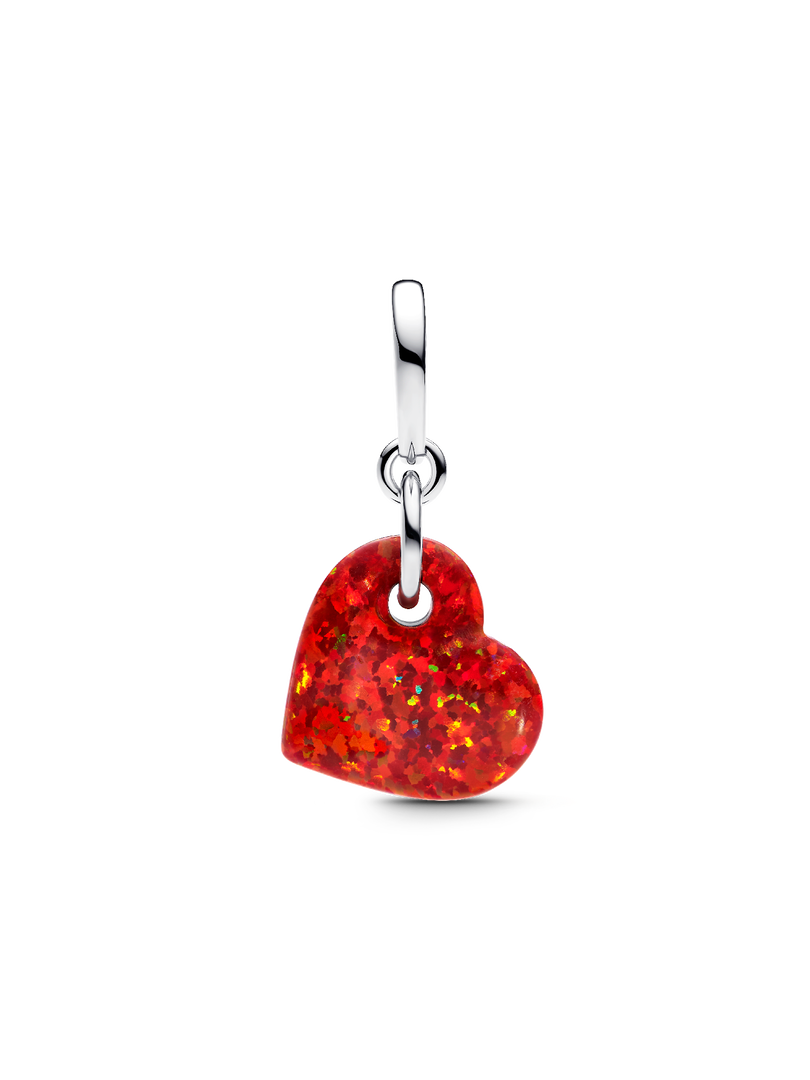 Opalescent Red Heart Dangle Charm