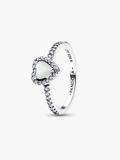 Elevated White Heart Ring