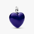 Blue Puffy Heart Dangle Charm, Platinum Plated Blue Puffy Heart Dangle Charm, Platinum Plated