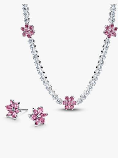 Pink Herbarium Bloom Earring & Necklace Set