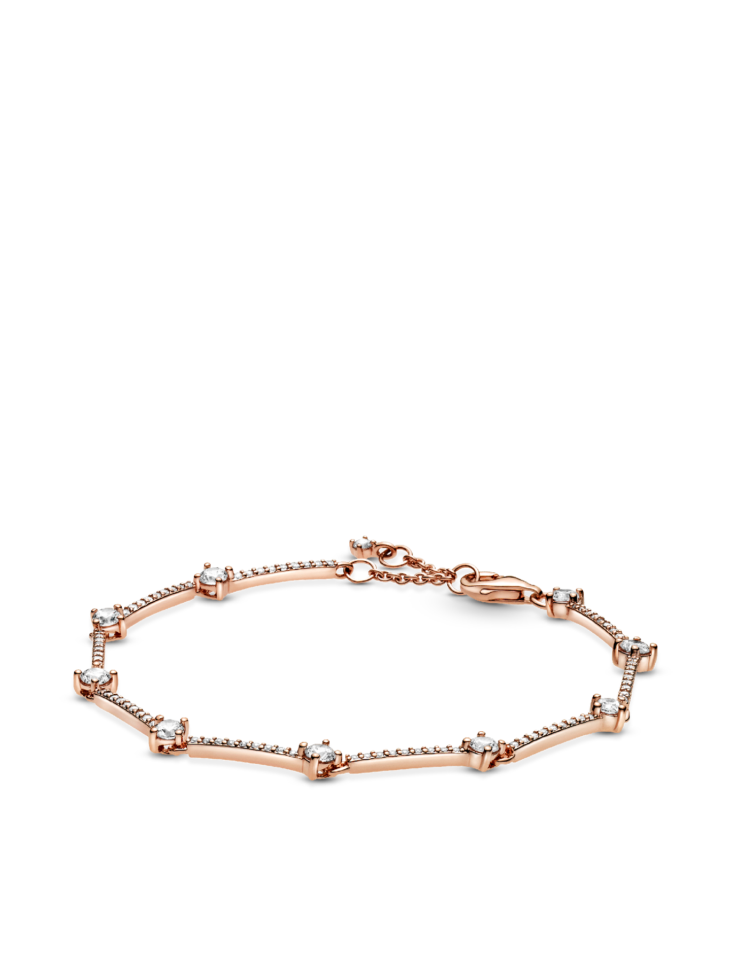 Женский браслет Pandora Sparkling Pavé Bars, цвет: Покрытие розовым золотом — фото 1