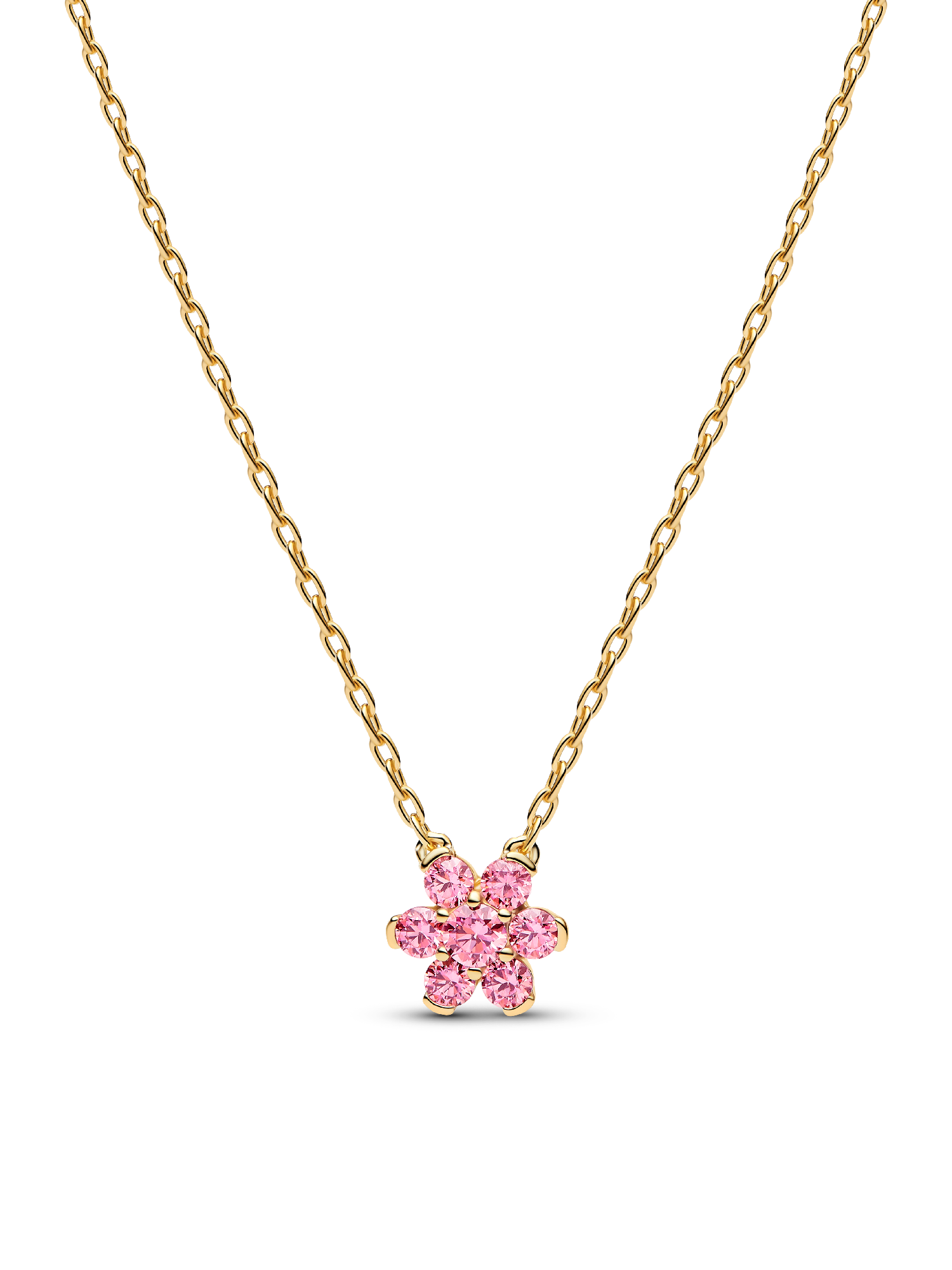 Sparkling Pink Flower Necklace & Earrings Set