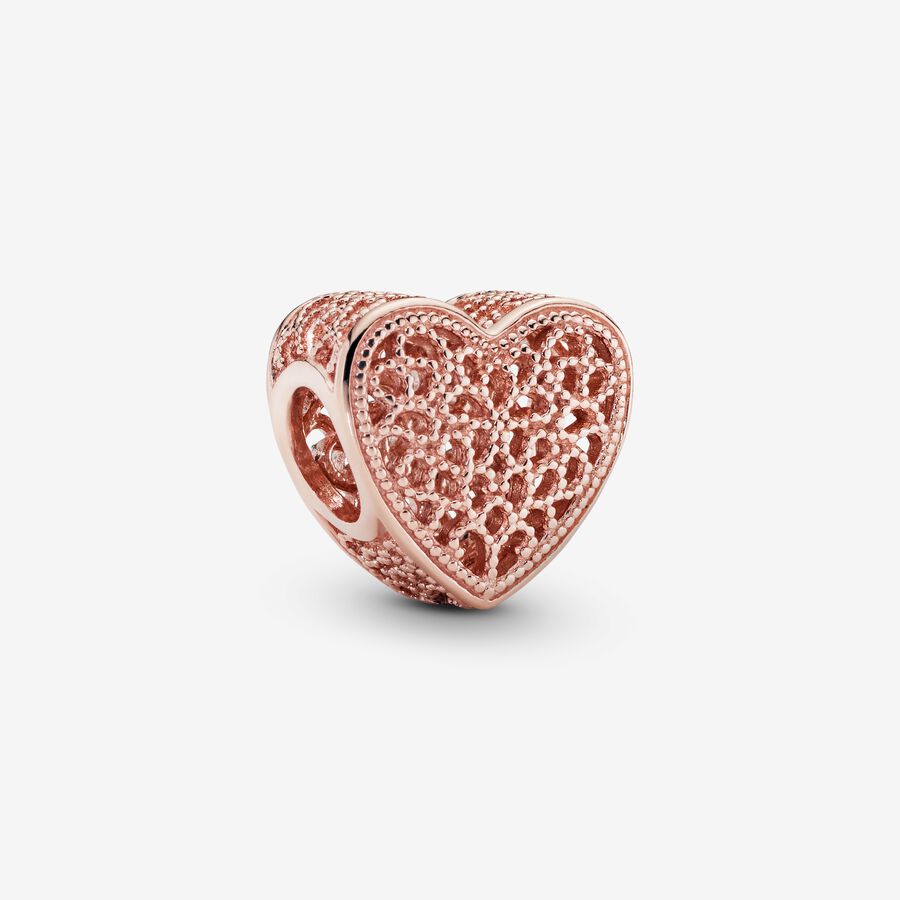 FINAL SALE - Filigree and Beaded Heart Charm image number 0