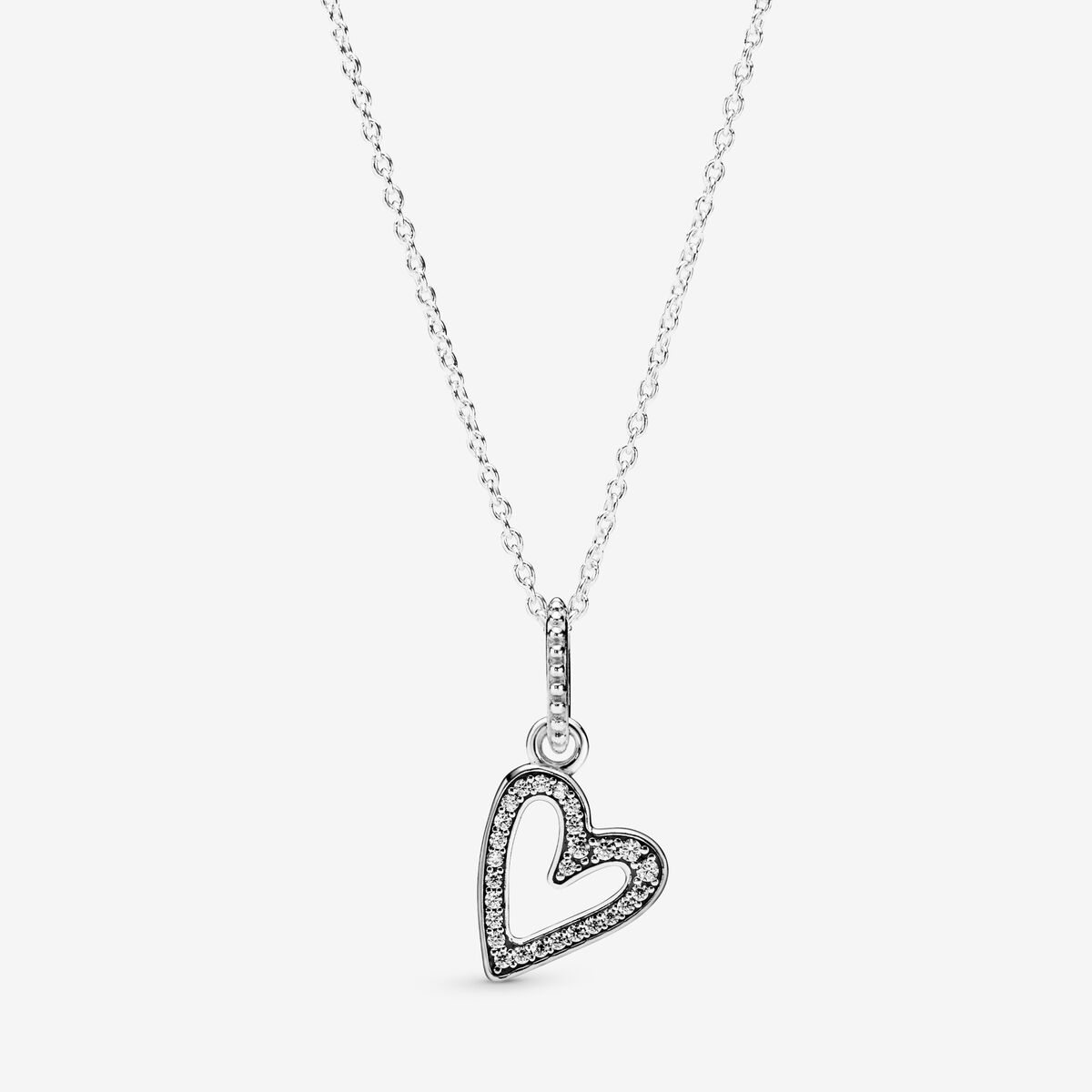 Sparkling Freehand Heart Pendant Necklace | Sterling silver | Pandora US