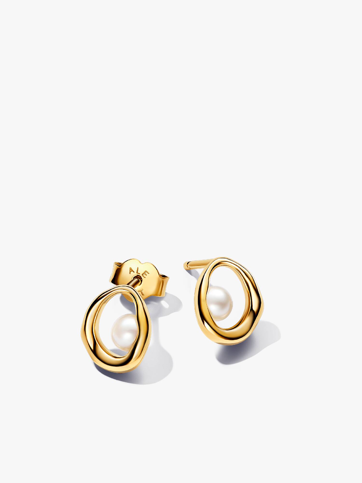 Organically Shaped Oval & Treated Freshwater Cultured Pearl Stud Earrings