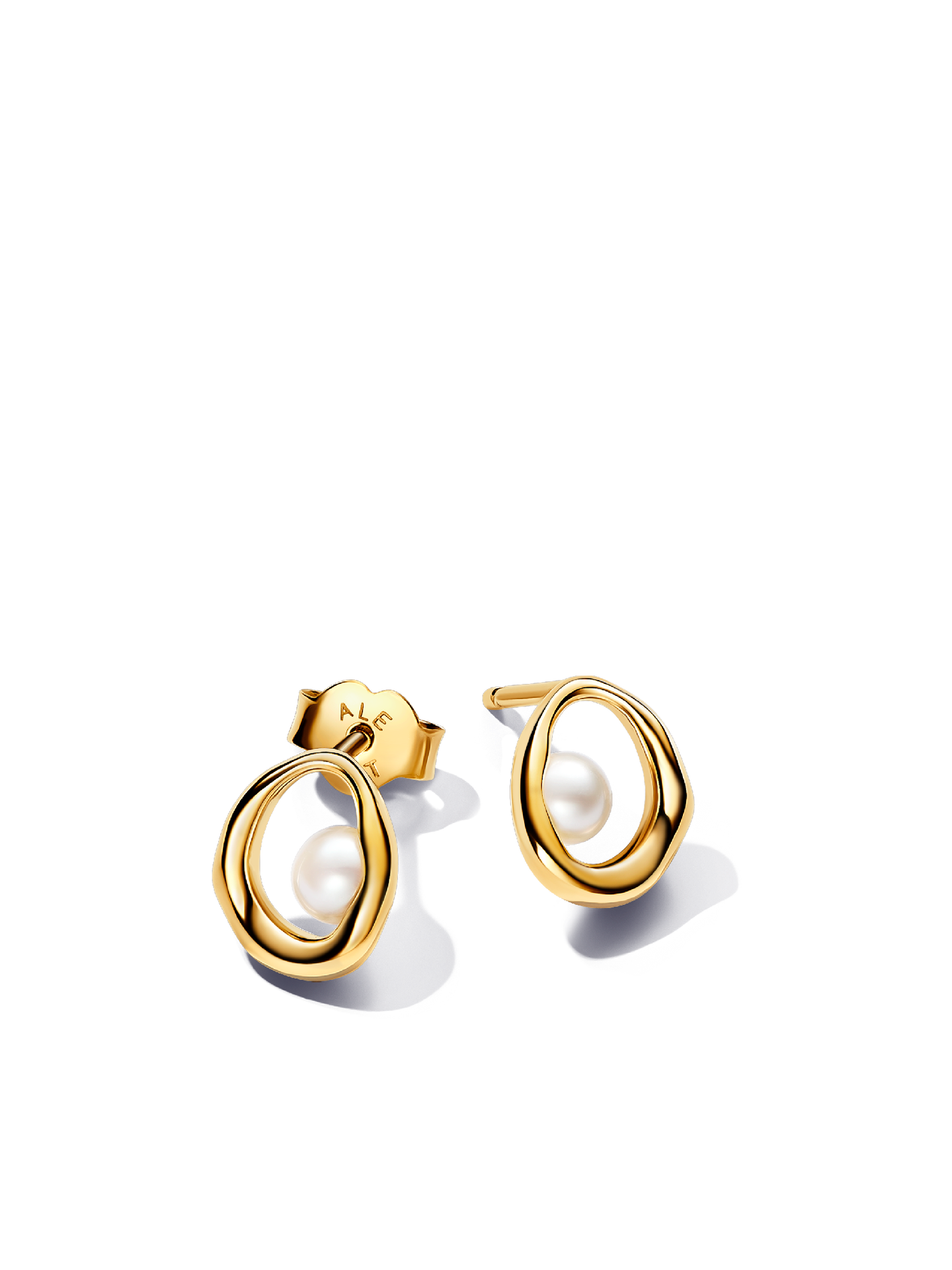 Женские серьги Pandora Organically Shaped Oval & Treated Freshwater Cultured Pearl, Gold plated, цвет: Позолоченный — фото 1