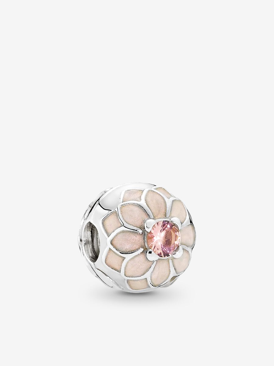 Blooming Dahlia Clip, Cream Enamel & Blush Pink Crystal