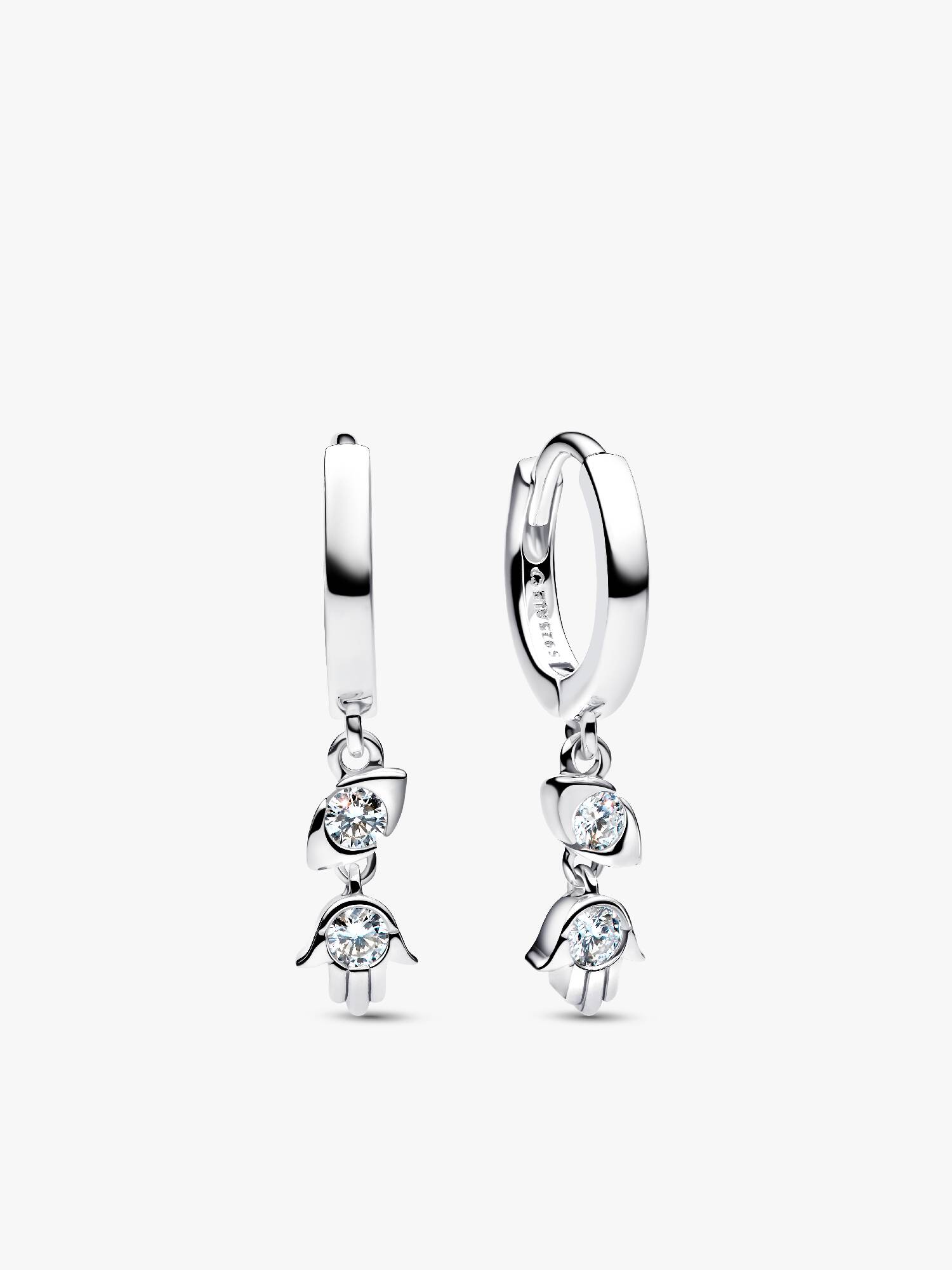 Pandora Talisman Sterling Silver Lab-Grown Diamond Evil Eye & Hamsa Hand Dangle Earrings