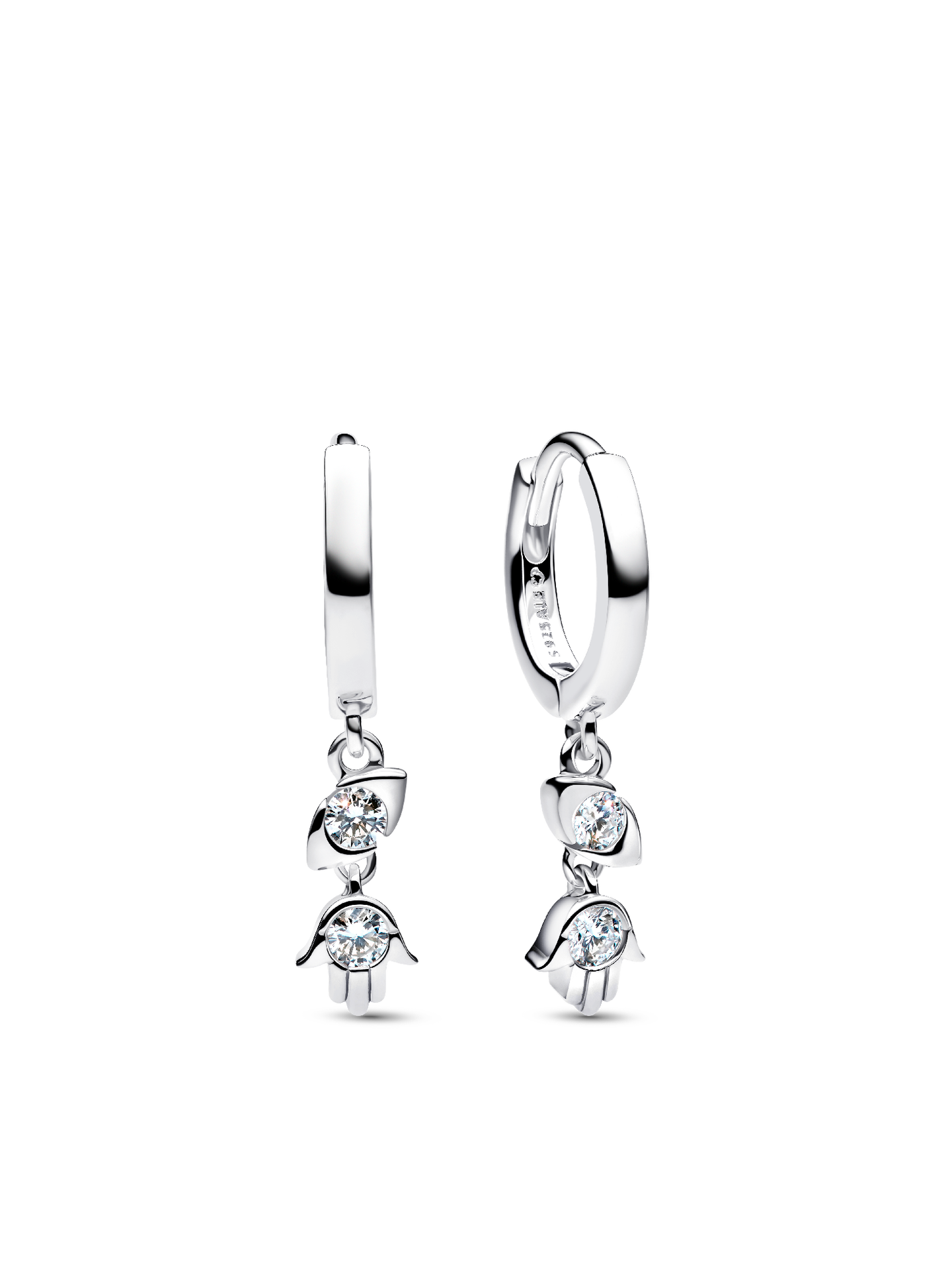 Женские серьги Pandora Talisman Sterling Silver Lab-Grown Diamond Evil Eye & Hamsa Hand Dangle, цвет: Серебро — фото 1