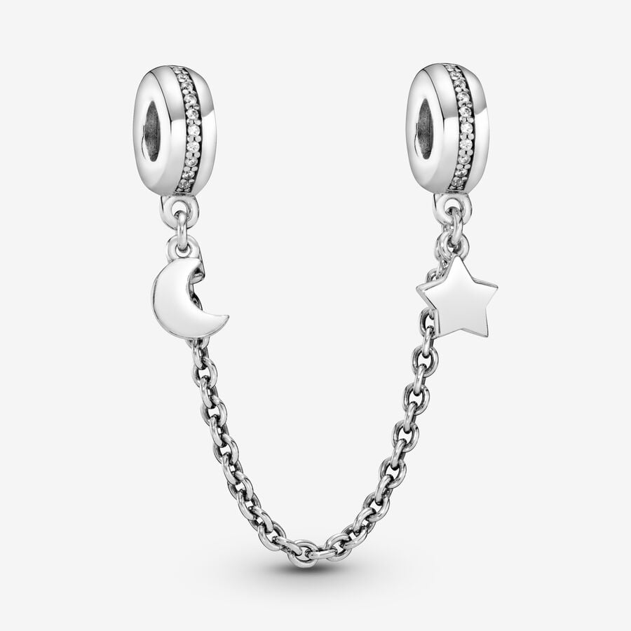 FINAL SALE - Half Moon and Star Safety Chain Charm image number 0