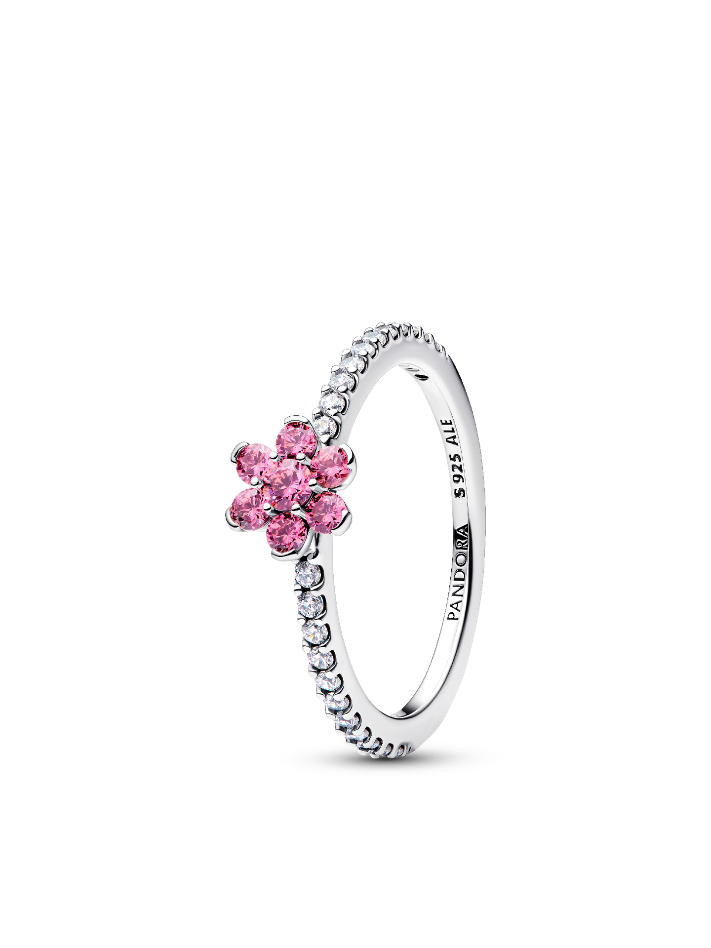 Женское кольцо Pandora Sparkling Pink Flower, цвет: Серебро — фото 1