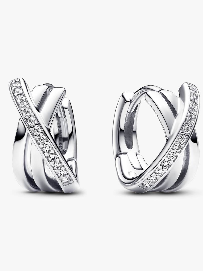 Crossover Pavé Hoop Earrings