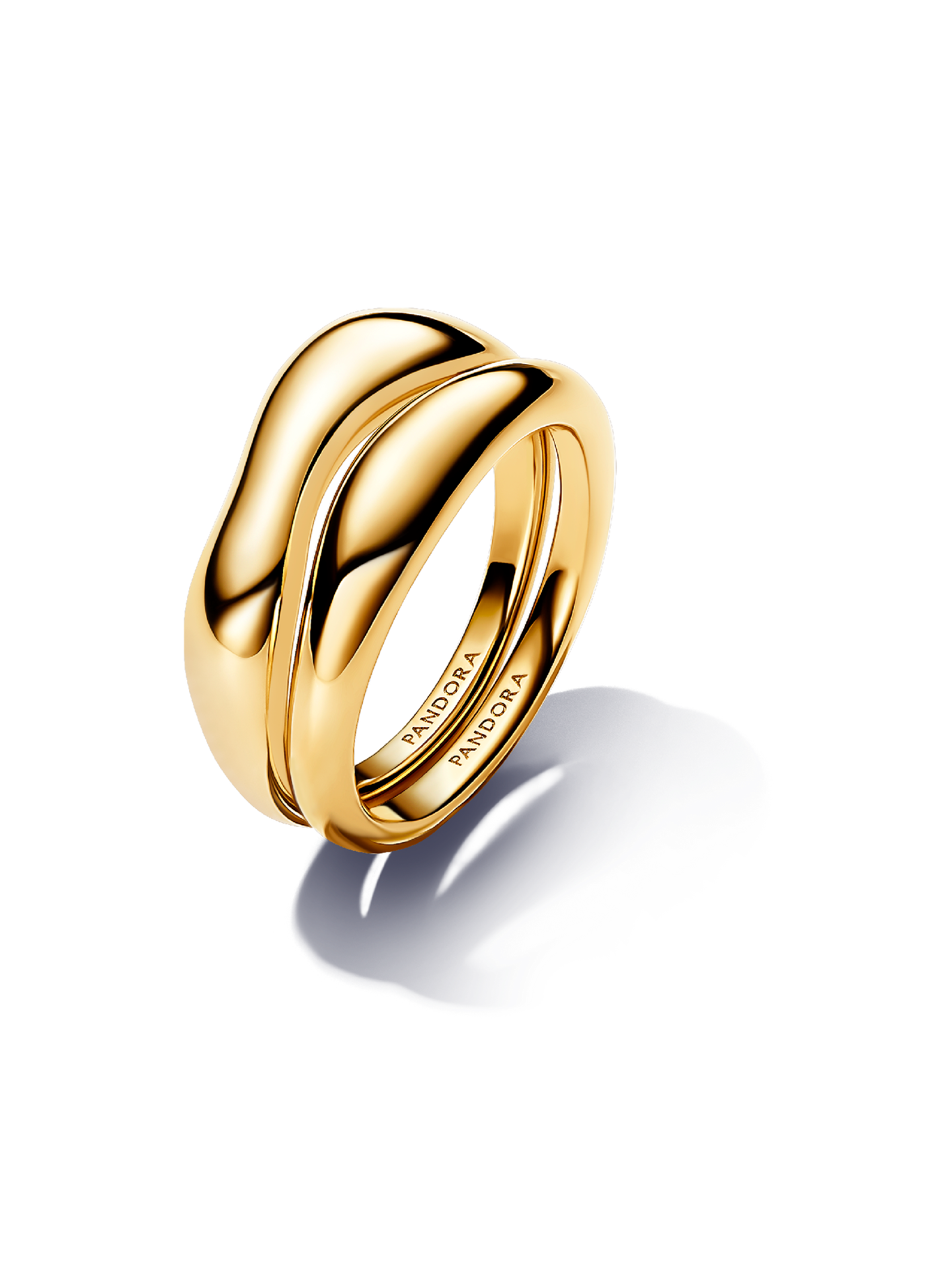 Женские кольца Pandora Organically Shaped Stacking, Gold plated, цвет: Позолоченный — фото 1