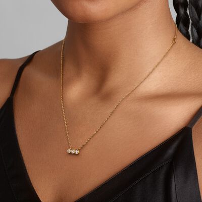 Pandora Era Bezel Triple Lab-grown Diamond Pendant Necklace 0.45 carat tw 14k Gold