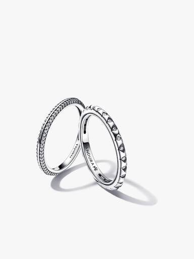 Pandora ME Pyramids & Pavé Ring Set