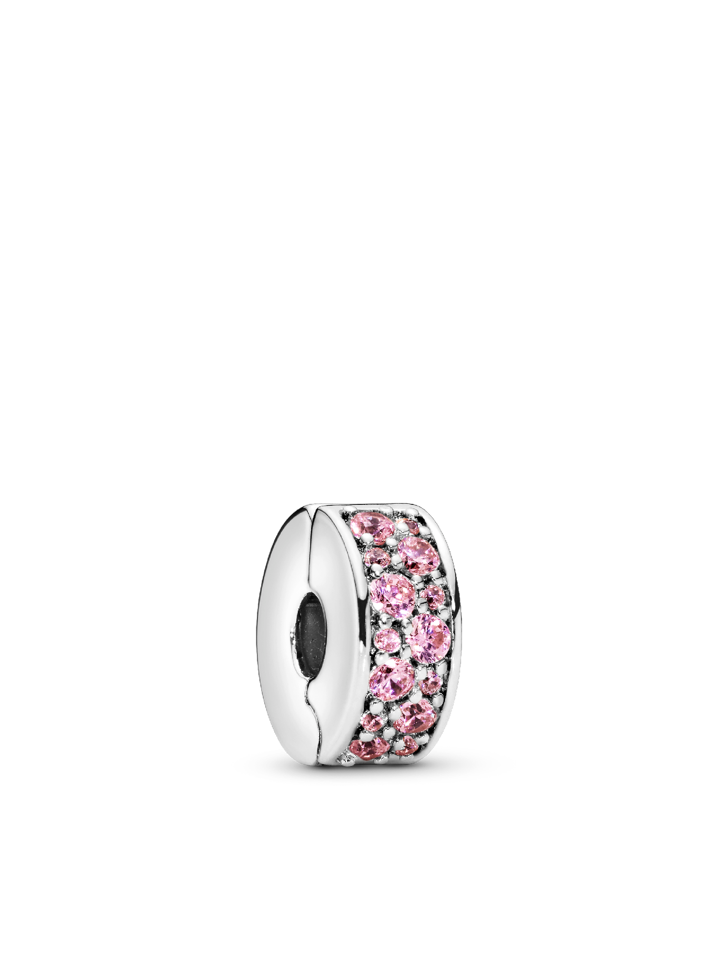 Женский шарм Pandora Pink Pavé Clip Charm, Sterling silver, цвет: Серебро — фото 1