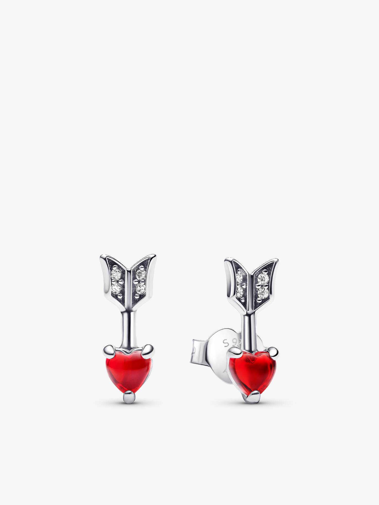 Arrow & Murano Glass Heart Stud Earrings