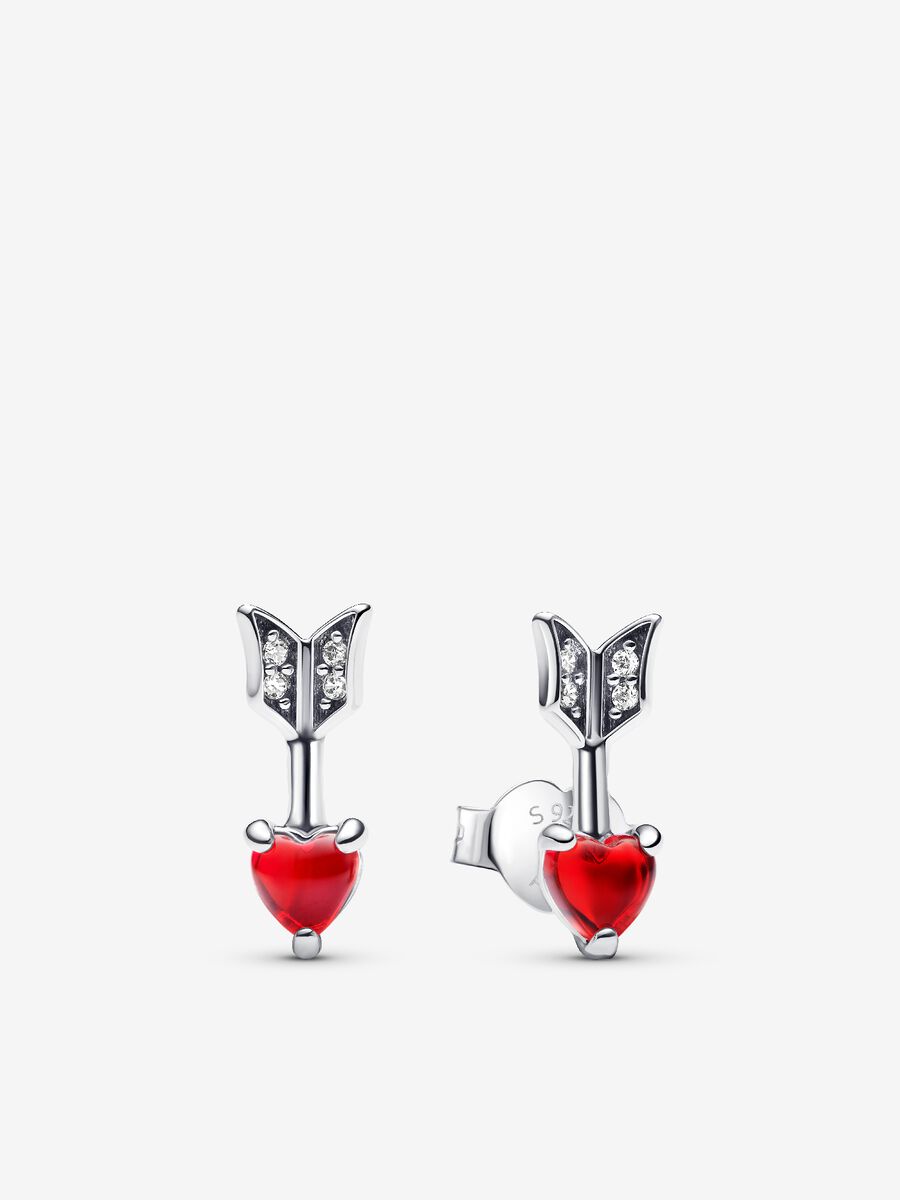 Arrow & Murano Glass Heart Stud Earrings
