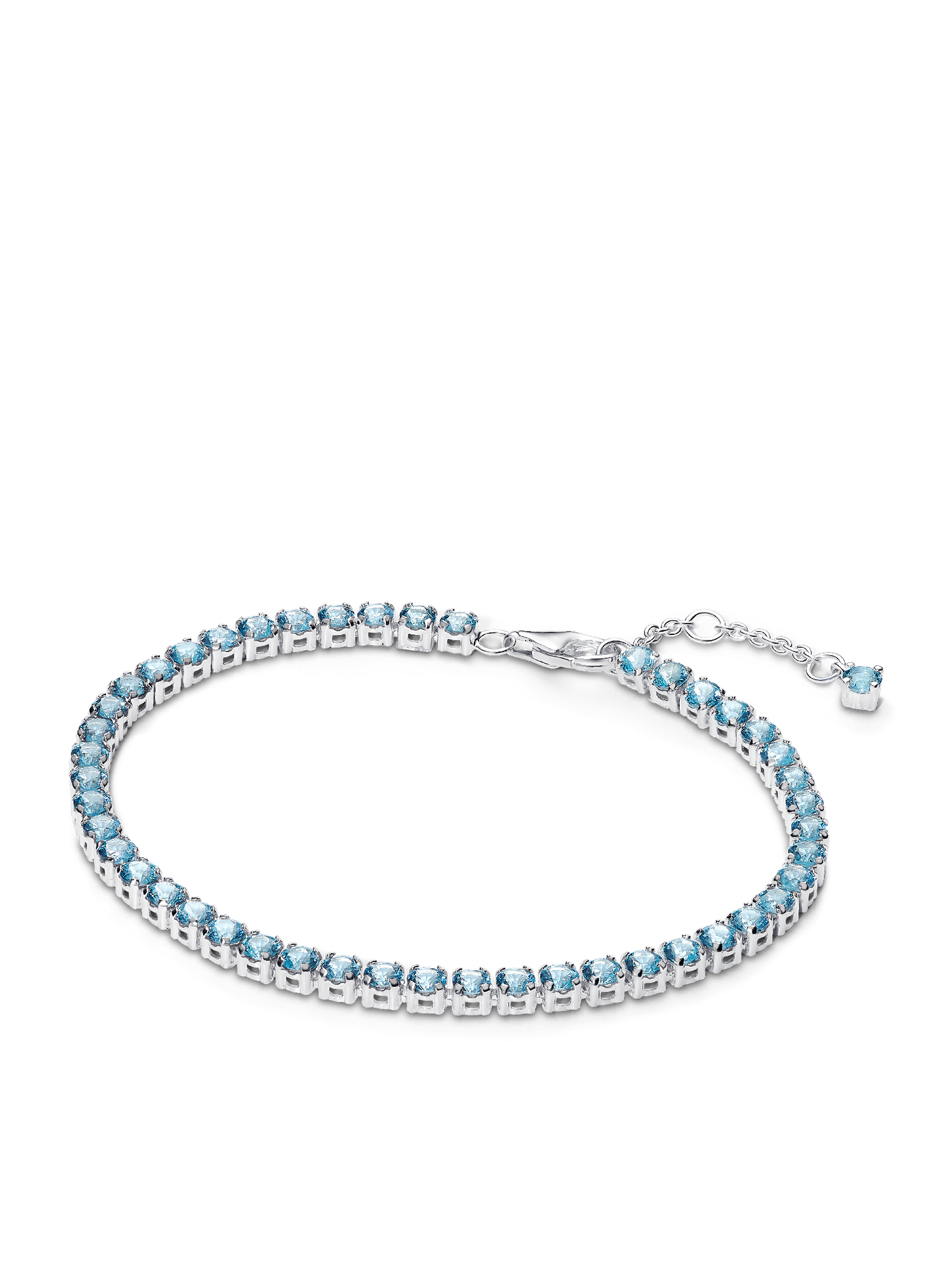 Женский браслет Pandora Sparkling Light Blue Tennis, цвет: Серебро — фото 1