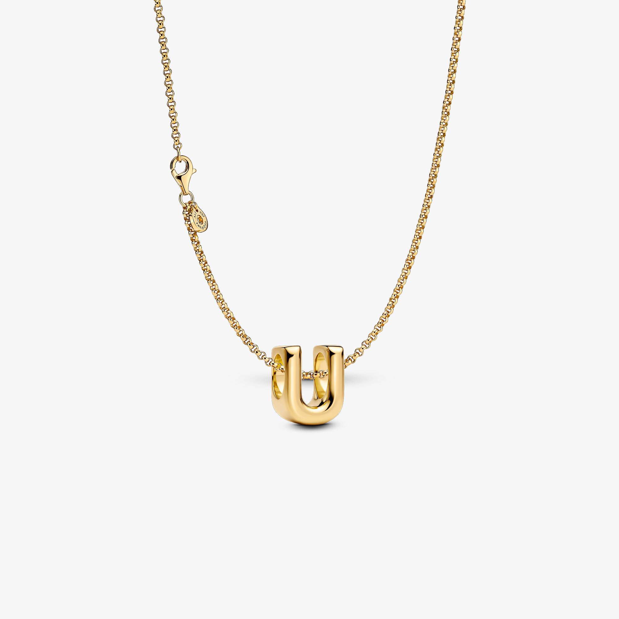 Letter U Charm Necklace