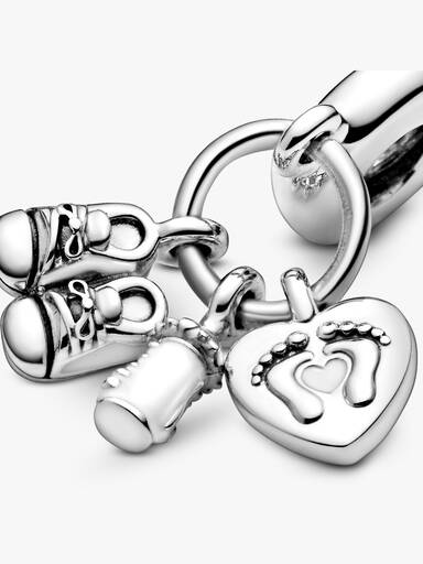 Baby Bottle and Shoes Dangle Charm