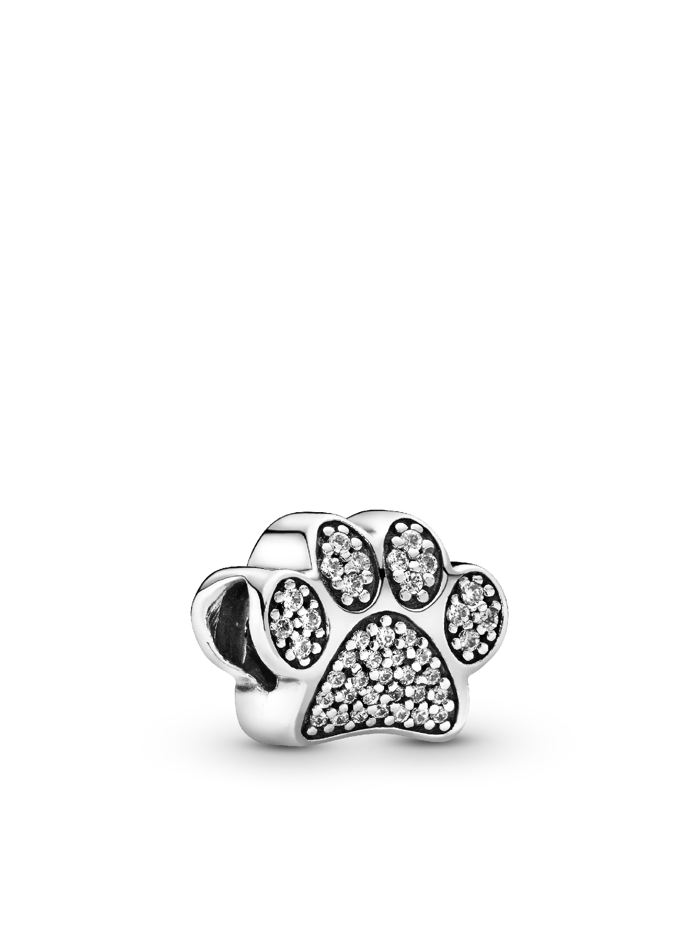 Женский шарм Pandora Sparkling Paw Print Charm, цвет: Серебро — фото 1
