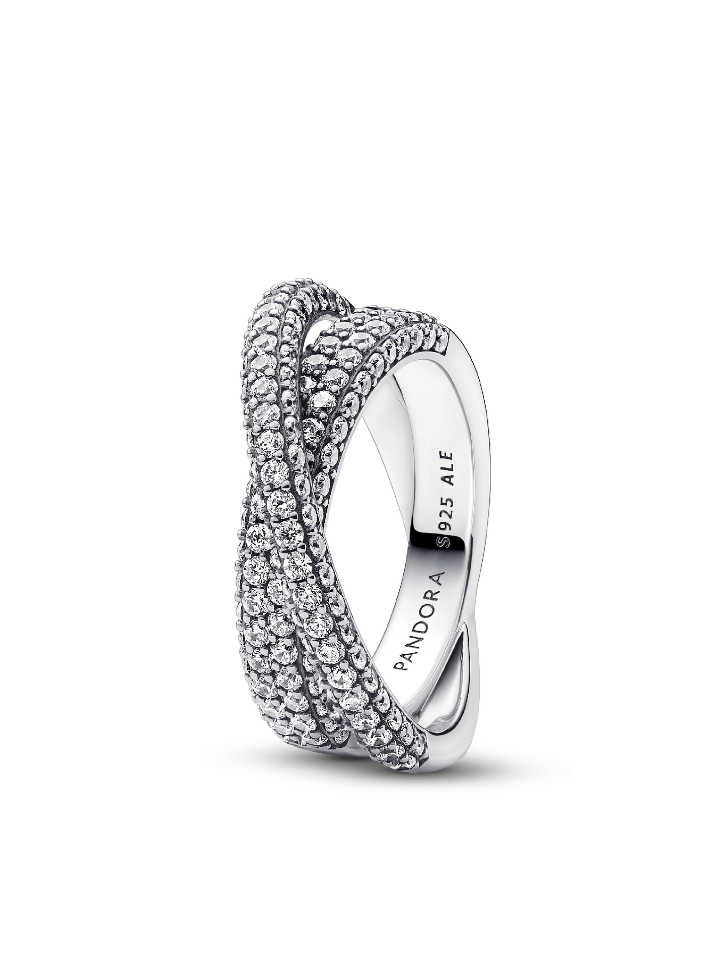 Женское кольцо Pandora Timeless Pavé Crossover Dual Band, цвет: Серебро — фото 1