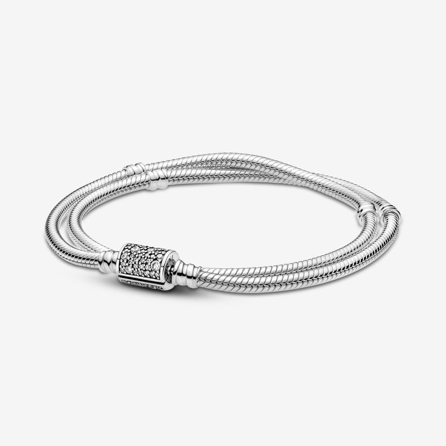 Pandora Moments Double Wrap Barrel Clasp Snake Chain Bracelet/Necklace image number 0