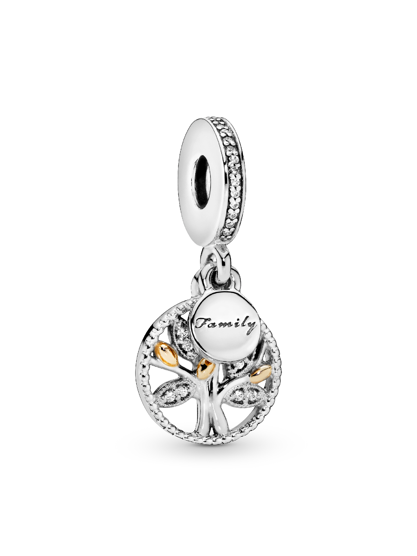 Женский шарм Pandora Sparkling Family Tree Dangle Charm, цвет: Двухцветный — фото 1