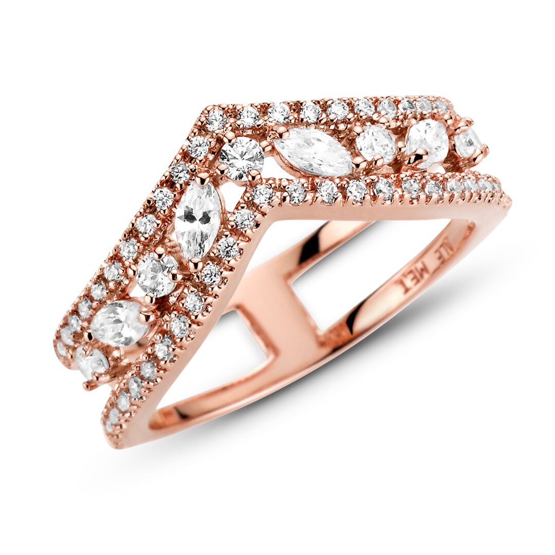 Sparkling Marquise Double Wishbone Ring