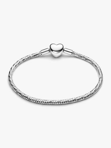 Heart Clasp Faceted Snake Chain Bracelet