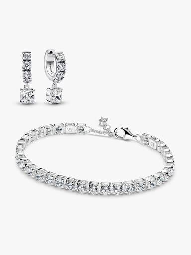 Bold Sparkling Tennis Bracelet and Earring Set