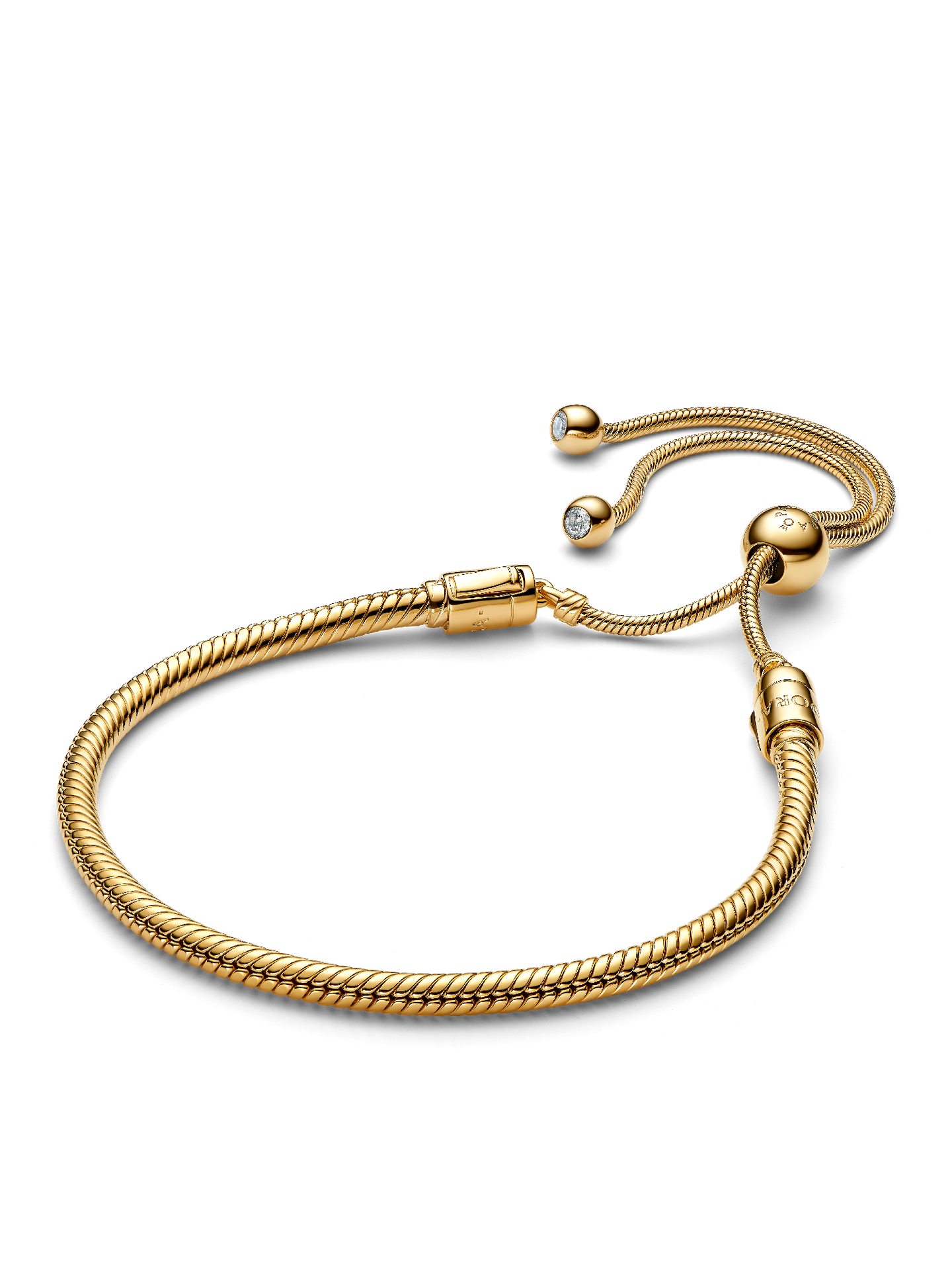 Женский браслет Pandora Snake Chain Slider, Gold plated, цвет: Позолоченный