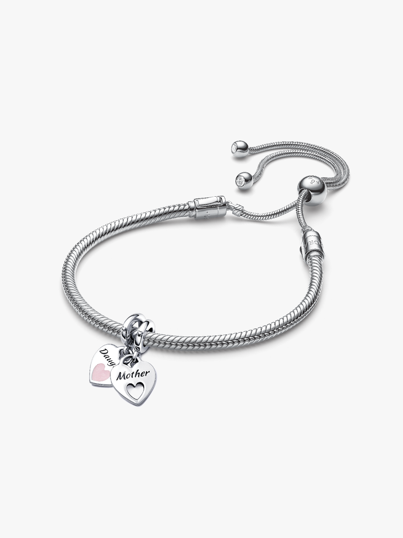 Mother Daughter Splittable Heart Charm and Bracelet Set